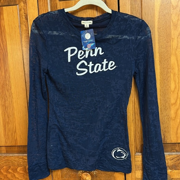 Zenana Outfitters Penn State Cotton Blend Floral Sheer Crew Neck Longsleeved Tee - Picture 2 of 8